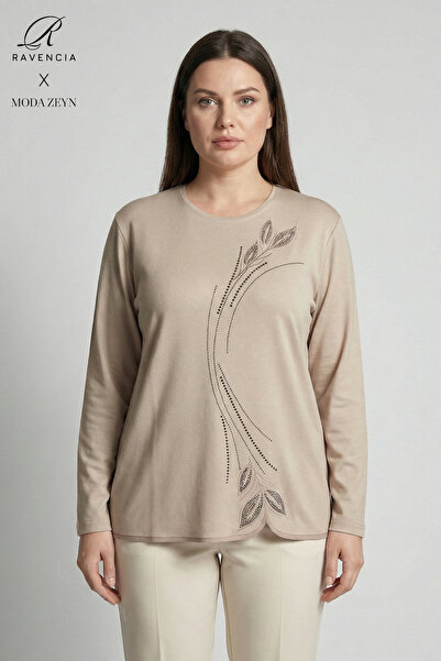 Ravencia Women's Drop Leaf Pattern Collar and Skirt Stone Embroidered Y Slit ...