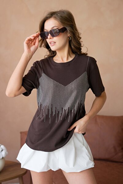 Noi Belis Crew Neck Printed Knitted T-Shirt Ss26Ts0024