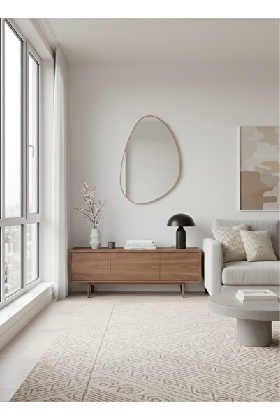 MARIA HOMES Modern Irregular Wall Mirror with Minimal Frame for Bathroom & En...