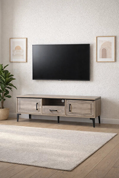 MARIA HOMES Modern Wooden TV Unit Media Stand Console with Drawer and Storage...
