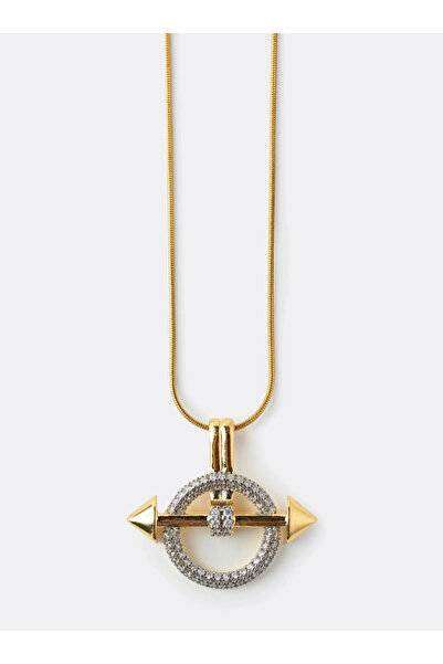 naaksesuar Gold Colored Steel Arrow Detailed Necklace