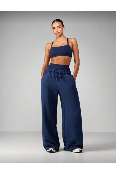 Le Vion Women's Winter Thick Wool Inside O Oversized Wide Leg Pants Sweatpants