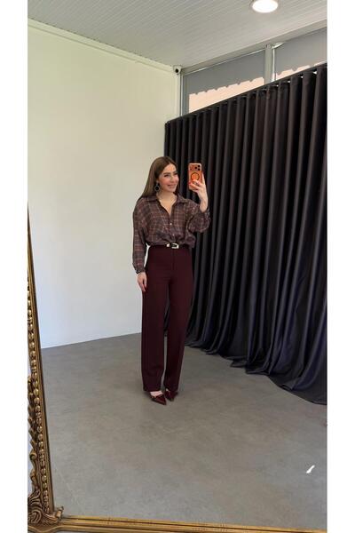elif teke Longest Size Stretch Fabric Tok Fabric Trousers Plum