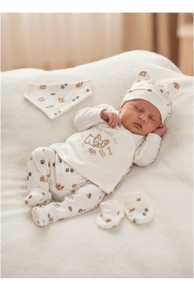 LUVVERA 100% Organic Cotton Pieces of 5-Piece Newborn Baby Hospital Discharge...