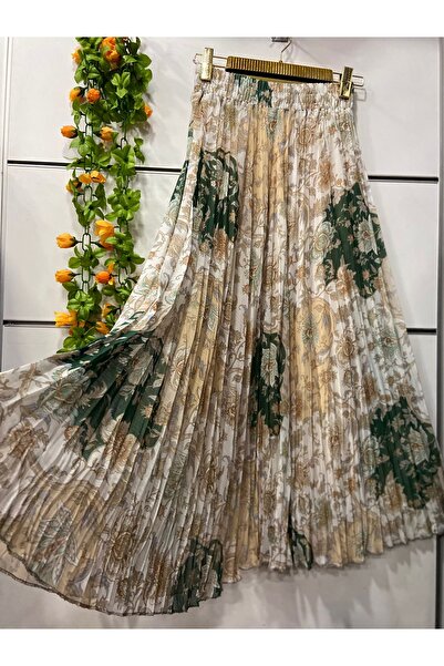 edu collection Patterned Chiffon Bell Skirt with Lining