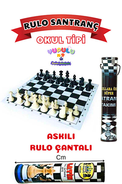 YUPULU Okul Santranç Takımı Seti - Askılı Rulo Çantalı Okul Tipi Eğitici Stra...