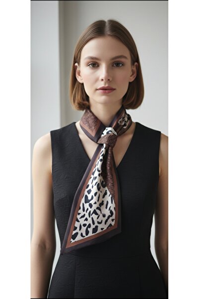ADT Women's Tie-Neck Bandana Brown Scarf