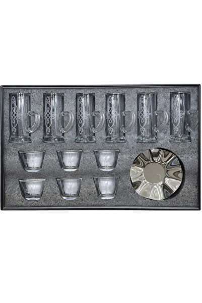 Urbanza 18 Piece Arabic Tea Cup Set Glass Mugs with Bowls & Serving Saucer El...