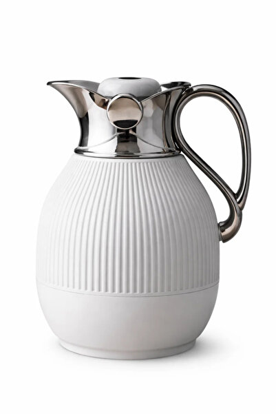 Urbanza Luxury Cream White Vacuum Insulated Thermal Carafe Jug Silver Handle ...