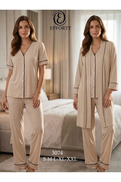 EM&FA TEKSTİL Pregnant Maternity Pajama Set with Robe