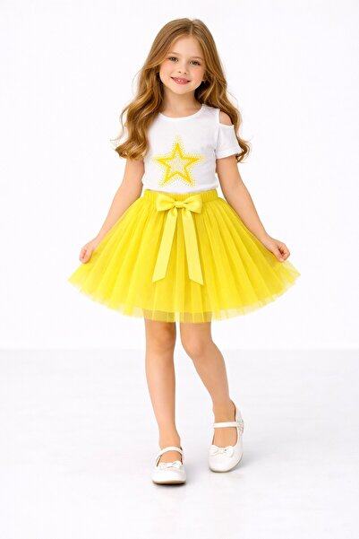 Nacar Yıldız Baskılı Tütü Etekli Kız Çocuk Takım 23 Nisan 29 Ekim Gösteri Kıy...