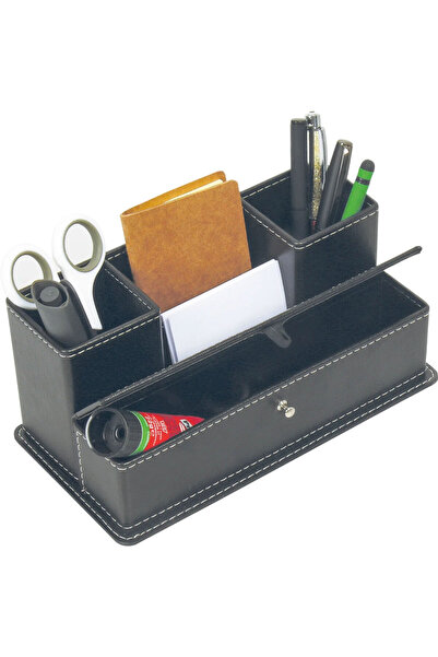 mercanpromosyon Çekmeceli Deri Masaüstü Organizer - Çok Bölmeli Sümen Seti