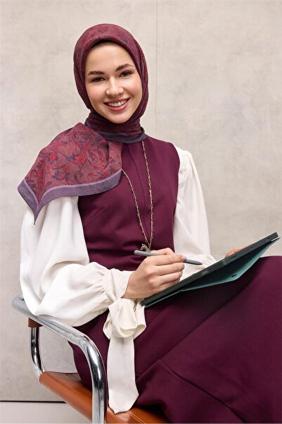 Silk Home وشاح فيسكوز فيلورا للفصول الأربعة بنمط زهور الباروك باللون الأرجوان...