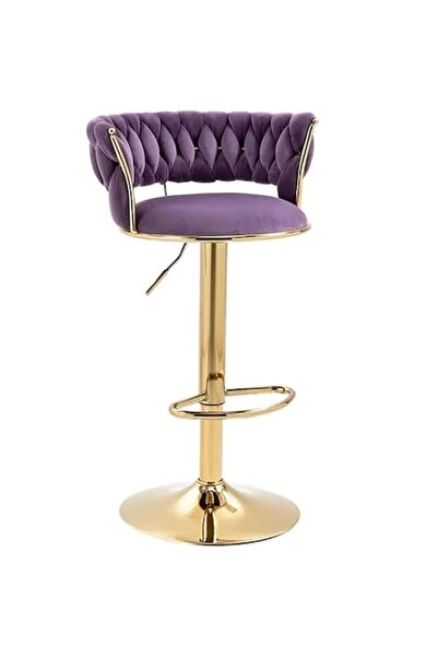 ZoePRO COOL Modern Bar Chair, Kardett, Adjustable and Rotating, Purple/Gold