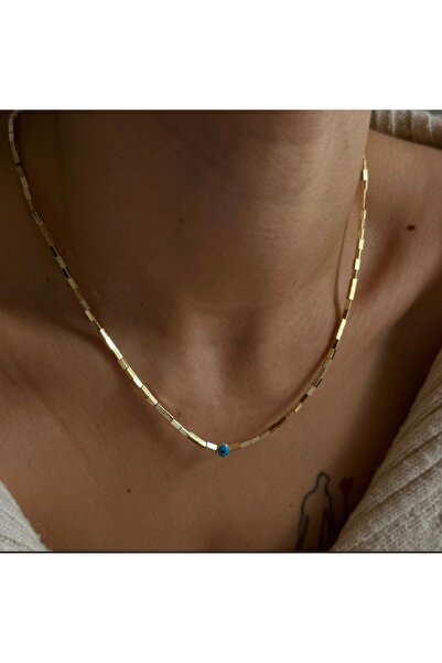 AychaAksesuar قلادة صغيرة من الذهب عيار مرصّع بالخرز بتصميم مينيمال نازار مرص...