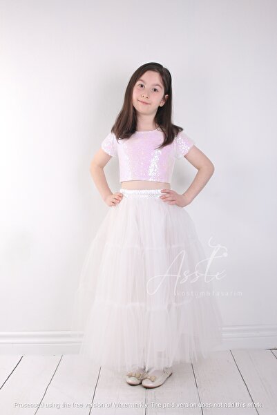 Asslı Kostüm & Tasarım KATLI UZUN TÜTÜ 23 NİSAN GÖSTERİ KIZ ÇOCUK ETEK