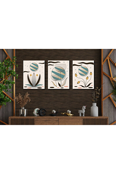 M&H Quality Μοντέρνα ζωγραφική τοίχου Mid Century 3 τεμαχίων – Διακοσμητικό σ...