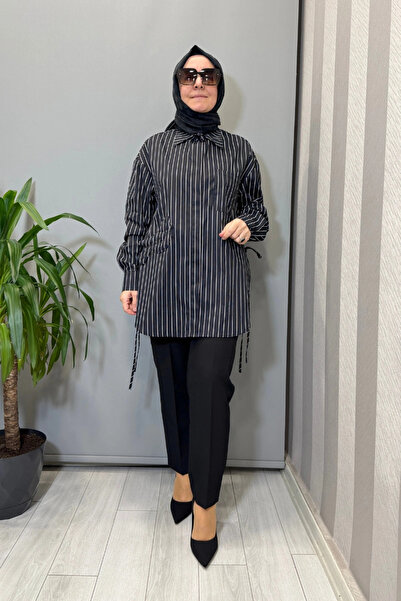 Ghisa Tunic Black-White Striped 3611t4197