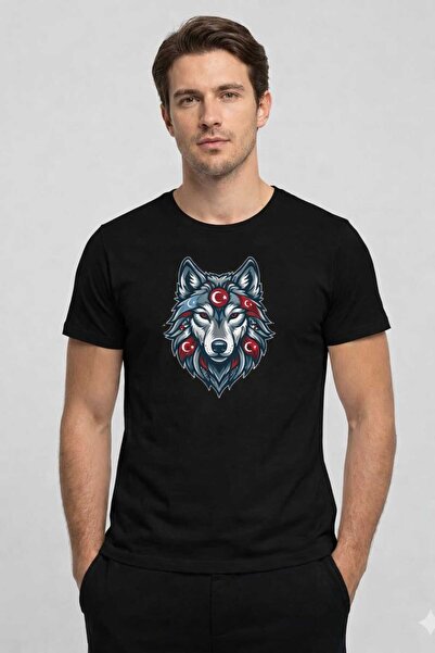 YK WEAR Tricou cu imprimeu lup turcesc pentru femei / bărbați