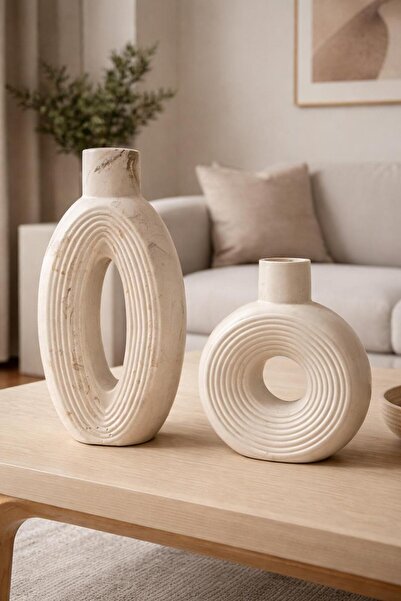 SZN HOME DESİGN White Mocha XL Boy Nordic Vase Ceramic