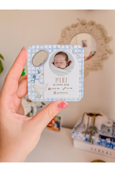 arslart İsimli ve Fotoğraflı Açacaklı Magnet Bardak Altlığı, Baby Shower Bebe...