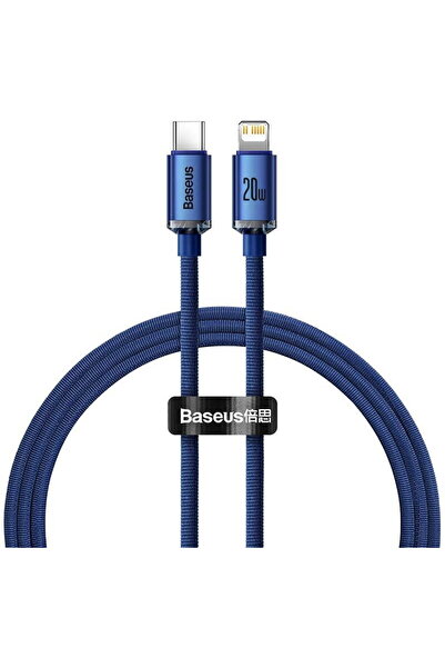 Baseus Cablu Crystal USB-C la Lightning, 20W, 1.2m albastru