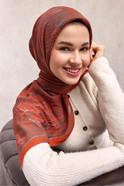 Silk Home Κασκόλ Viscon Velora Four Seasons Μοτίβο Λαβύρινθος Πορτοκαλί 90x90