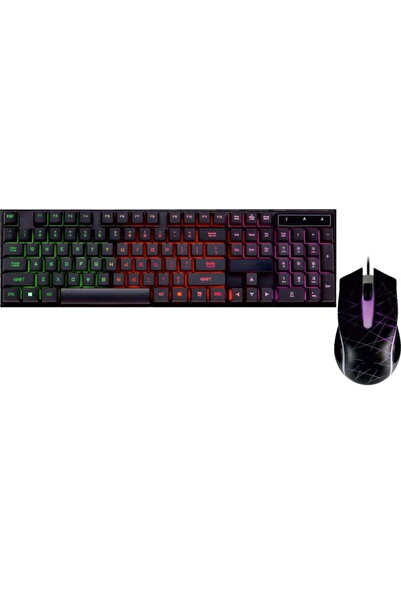 ART KLART AK-50 Wire Set Keyboard + Mouse illuminated AK-50,Negru, USB, Cu fir