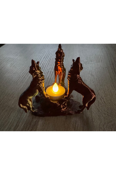 Liyana Home Uluyan Kurt Figürlü Masaüstü Şamdan