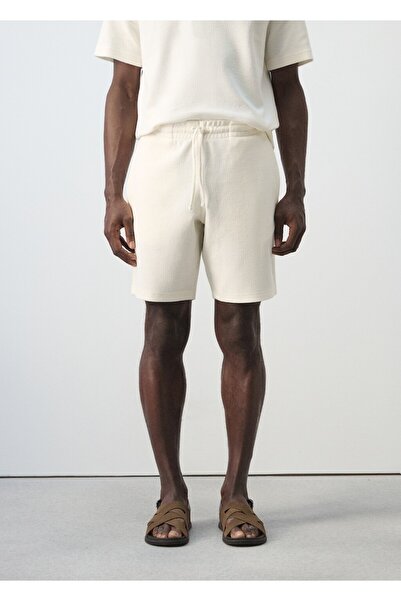MANGO Man İpli pamuklu bermuda şort