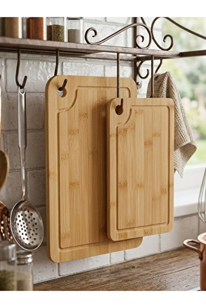 mucit home Set of 2 Cutting Boards, Natural Durable Kitchen Cutting Board Set...