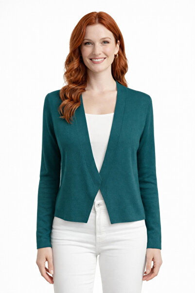 Neden Tekstil Emerald Green Crossed Cropped Knitwear Cardigan