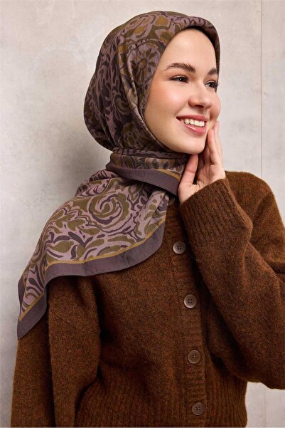 Silk Home Κασκόλ βισκόζης Velora Four Seasons Antique Pattern Plum Brown 90x90