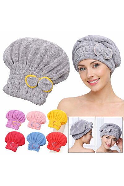 Beauty Box Gri Mikrofiber Saç Kurutma Bonesi – Süper Emici, Yumuşak Dokulu, F...