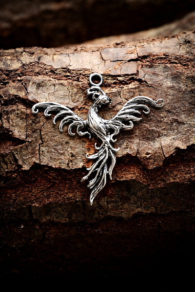 Ebrar Silver Gümüş Anka Kuşu Kolye Ucu 925 Ayar Gümüş Zümrüdüanka Kuşu Unisex...