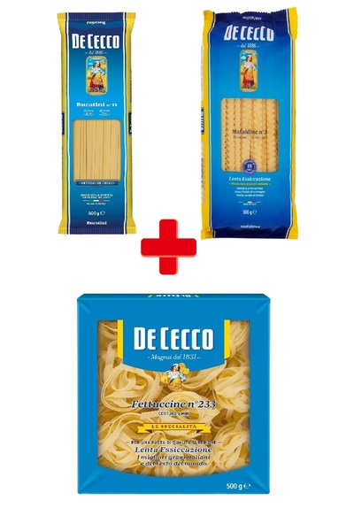 De Cecco 3'LÜ PAKET / Bucatini - Mafaldine - Fettuccine