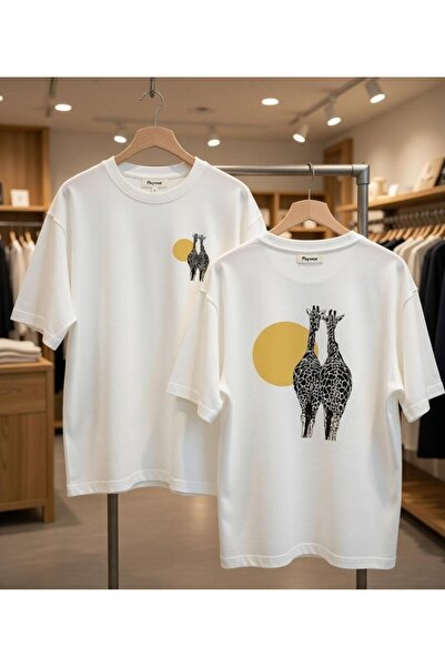playwear Tricou cu decolteu rotund, cu imprimeu Girafe Dolunay pe spate și pi...