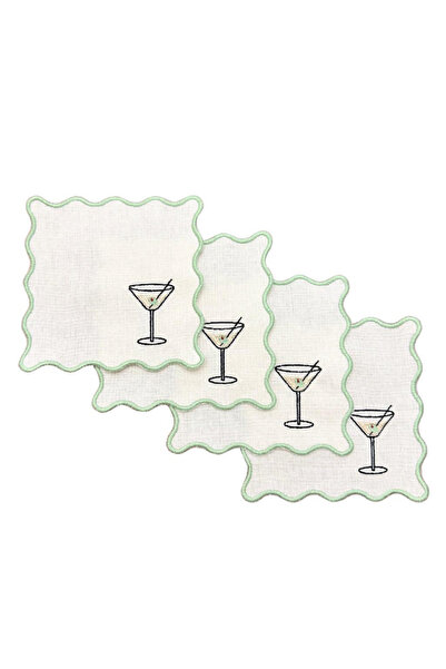 Diva Home طقم مناديل مارغريتا كيدج ولييم منقوش مكون من 4 قطع