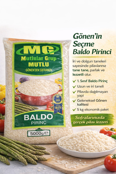 Mutlu Mutlular Grup Gönen Baldo Pirinç 5 Kg – Yerli 1. Sınıf Pilavlık Pirinç
