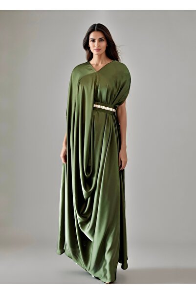 ECSTACY COUTURE Drape dres with belt