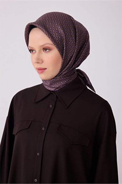 Belli Tivil Pure Silk Scarf IST 4317 - 34 Καφέ Μωβ Ξερωμένο Σχέδιο