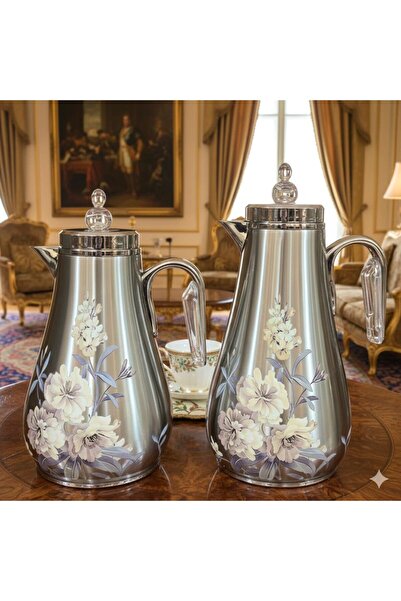 Louvre "Royal Flowers" silver thermos set with a classic design