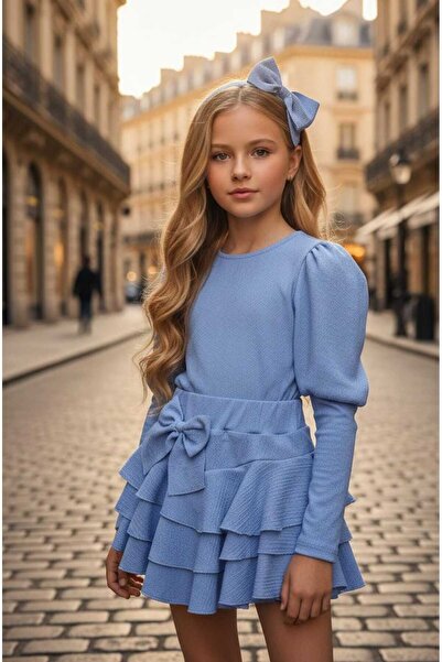 ARBİ kids Girl's Shorts, Skirt, Ruffled Skirt, Blouse, Double Stylish Set, Bu...