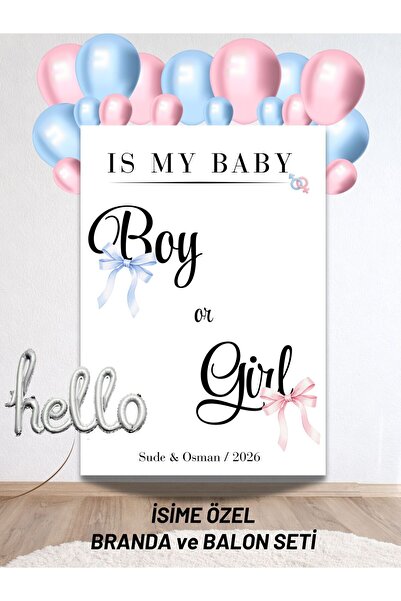 Hobi Sepeti İsimli Cinsiyet Partisi Konsepti Balonlu Duvar Brandası 40 Balon ...