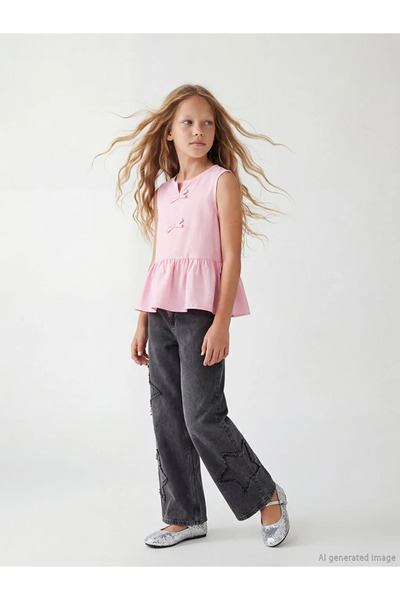 LC Waikiki Lcw Kids Blue Wideleg Girl Jean Pants