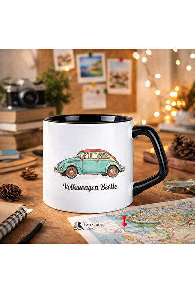 Volkswagen Beetle Retro Araba Minimal Tasarım Premium Hediyelik Kupa Bardak