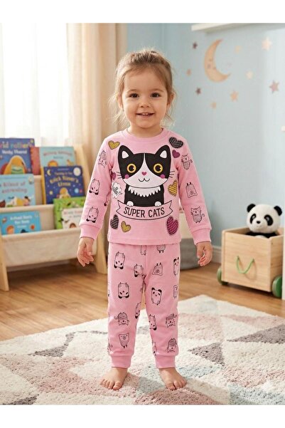 Yağmur Giyim طقم بيجامة سوبر ميني كيدكست منقوش للفتيات من عمر 1-3 سنوات 1425