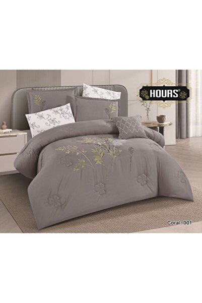 HOURS Coral Luxury Guest Bedspread Set (Double, 8 Pieces): Elegant Embroidery...