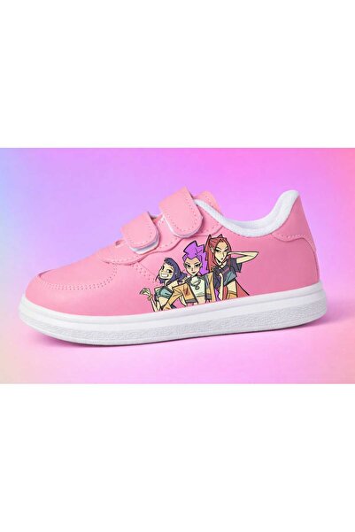 lias desing Розови детски спортни маратонки с принт за момичета