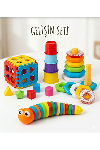 BYZ TOYS Esnek Tırtıl + Bultak 14 parça +Sevimli Kule 6 + Çıngıraklı Halkalar...